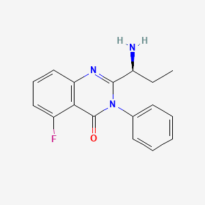 (S)-2-(1-aMinopropyl)-5-fluoro-3-phenylquinazolin-4(3H)-one structure, CAS 870281-86-0