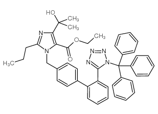 4-(1-Hydroxy-1-methylethyl)-2-propyl-1-[[2'-[(triphenylmethyl)-1H-tetrazol-5-yl][1,1'-biphenyl]-4-yl]methyl]-1H-imidazole-5-carboxylic acid ethyl ester structure, CAS 189400-21-3