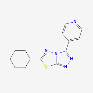 6-cyclohexyl-3-(pyridin-4-yl)-[1,2,4]triazolo[3,4-b][1,3,4]thiadiazole structure, CAS 577983-92-7