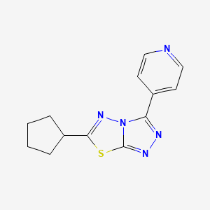 6-cyclopentyl-3-(pyridin-4-yl)-[1,2,4]triazolo[3,4-b][1,3,4]thiadiazole structure, CAS 2098704-42-6