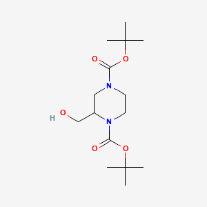 2-(Hydroxymethyl)-1,4-piperazinedicarboxylic acid 1,4-bis(tert-butyl) ester structure, CAS 143540-05-0