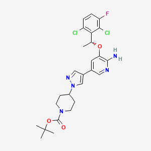 (R)-tert-butyl 4-(4-(6-aMino-5-(1-(2,6-dichloro-3-fluorophenyl)ethoxy)pyridin-3-yl)-1H-pyrazol-1-yl)piperidine-1-carboxylate structure, CAS 877399-51-4