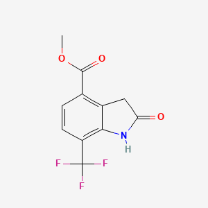 Methyl 2-oxo-7-(trifluoromethyl)indoline-4-carboxylate structure, CAS 1260676-89-8