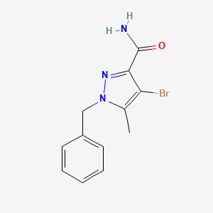 1-Benzyl-4-bromo-5-methyl-1H-pyrazole-3-carboxamide structure, CAS 1262414-75-4