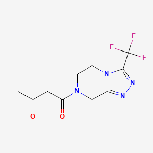 1-[5,6-Dihydro-3-(trifluoromethyl)-1,2,4-triazolo[4,3-a]pyrazin-7(8H)-yl]-1,3-butanedione structure, CAS 1244055-37-5