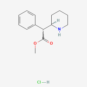2-Piperidineacetic acid, alpha-phenyl-, methyl ester, hydrochloride, (R*,R*)- (+-)- structure, CAS 23655-65-4