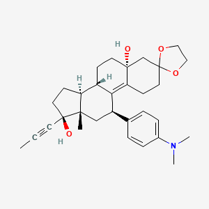 Estr-9-en-3-one, 11-[4-(dimethylamino)phenyl]-5,17-dihydroxy-17-(1-propynyl)-, cyclic 1,2-ethanediyl acetal, (5a,11b,17b)- structure, CAS 84371-64-2