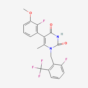 5-(2-Fluoro-3-methoxyphenyl)-1-[[2-fluoro-6-(trifluoromethyl)phenyl]methyl]-6-methyl-2,4(1H,3H)-pyrimidinedione structure, CAS 1150560-59-0