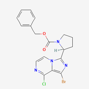 (S)-benzyl 2-(1-bromo-8-chloroimidazo[1,5-a]pyrazin-3-yl)pyrrolidine-1-carboxylate structure, CAS 1420478-87-0