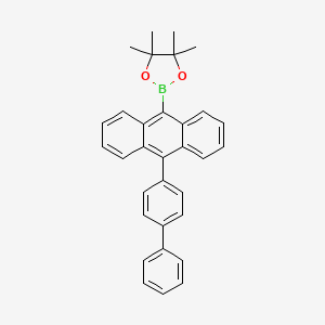 10-([1,1'-Biphenyl]-4-yl)anthracen-9-yl-4,4,5,5-tetramethyl-1,3,2-dioxaborolane structure, CAS 1416243-42-9