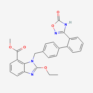 1H-BenziMidazole-7-carboxylic acid, 1-[[2'-(2,5-dihydro-5-oxo-1,2,4-oxadiazol-3-yl)[1,1'-biphenyl]-4-yl]Methyl] -2-ethoxy-, Methyl ester structure, CAS 147403-52-9