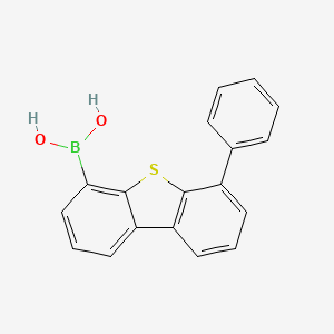 (6-phenyldibenzo[b,d]thiophen-4-yl)boronic acid structure, CAS 1115640-18-0