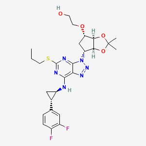 2-[[(3aS,4R,6S,6aR)-4-[7-[[(1R,2S)-2-(3,4-Difluorophenyl)cyclopropyl]amino]-5-(propylthio)-3H-[1,2,3]triazolo[4,5-d]pyrimidin-3-yl]-2,2-dimethyl-tetrahydro-3aH-cyclopenta[d][1,3]dioxol-6-yl]oxy]ethanol structure, CAS 274693-26-4
