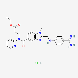 N-[[2-[[[4-(Aminoiminomethyl)phenyl]amino]methyl]-1-methyl-1H-benzimidazol-5-yl]carbonyl]-N-(2-pyridinyl)-beta-alanine ethyl ester hydrochloride structure, CAS 211914-50-0