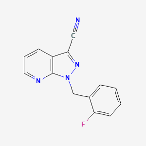 1-(2-fluorobenzyl)-1H-pyrazolo[3,4-b]pyridine-3-carbonitrile structure, CAS 256376-65-5