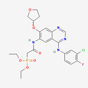 (S)-diethyl 2-(4-(3-chloro-4-fluorophenylamino)-7-(tetrahydrofuran-3-yloxy)quinazolin-6-ylamino)-2-oxoethylphosphonate structure, CAS 618061-76-0