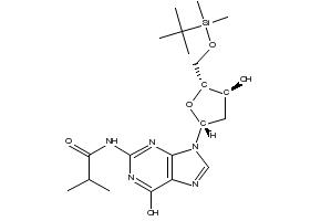 N-Isobutyryl-5'-O-tert-butyldiMethylsilyl-2'-deoxyguanosine, 97% structure, CAS 85326-10-9