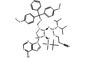 2'-O-(tert-butyldimethylsilyl)-5'-O (p,p'-dimethoxytrityl)inosine 3'-[(2-cyanoethyl)N,N-diisopropylaminophosphoramidite] structure, CAS 261518-12-1
