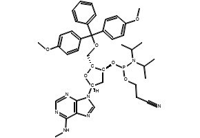 5'-O-(4,4'-DIMETHOXYTRITYL)-N6-METHYL-2'-DEOXYADENOSINE, 3'-[(2-CYANOETHYL)-(N,N-DIISOPROPYL)]PHOSPHORAMIDITE structure, CAS 105931-58-6