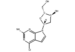 2-AMINO-4-CHLORO-7-(BETA-D-2-DEOXYRIBOFURANOSYL)PYRROLO-[2,3-D]PYRIMIDINE structure, CAS 104291-17-0