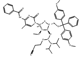 5'-O-DMT-N4-Benzoyl-5-methyl-2'-O-methylcytidine 3'-CE phosphoramidite structure, CAS 166593-57-3
