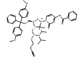 N-Benzoyl-2-deoxy-5-O-DMT-2',2'-difluorocytidine 3-CE phosphoramidite structure, CAS 142808-44-4