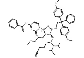 N4-Benzoyl-5'-O-DMT-2'-O-methyl-5-methylcytidine 3'-CE phosphoramidite structure, CAS 251647-54-8