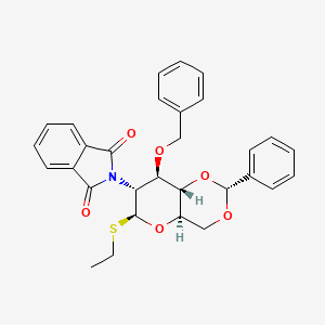 Ethyl 2-deoxy-2-(1,3-dihydro-1,3-dioxo-2H-isoindol-2-yl)-3-O-(phenylmethyl)-4,6-O-[(R)-phenylmethylene]-1-thio-beta-D-glucopyranoside structure, CAS 123212-53-3