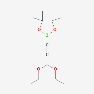 1,3,2-Dioxaborolane,2-(3,3-diethoxy-1-propyn-1-yl)-4,4,5,5-tetramethyl-OTHER CA INDEX NAMES:1,3,2-Dioxaborolane, 2-(3,3-diethoxy-1-propynyl)-4,4,5,5-tetramethyl- structure, CAS 159087-48-6