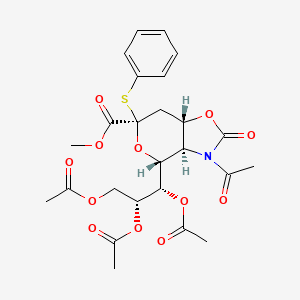 Methyl (Phenyl 5-Acetamido-7,8,9-tri-O-acetyl-5-N,4-O-carbonyl-3,5-dideoxy-2-thio-beta-D-glycero-D-galacto-2-nonulopyranosid)onate structure, CAS 934591-76-1