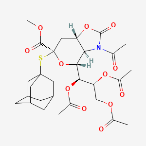Methyl (1-Adamantanyl 5-acetamido-7,8,9-tri-O-acetyl-5-N,4- O-carbonyl-3,5-dideoxy-2-thio-D-glycero-a-D-galacto-non-2-ulopyranoside) onate structure, CAS 956107-32-7