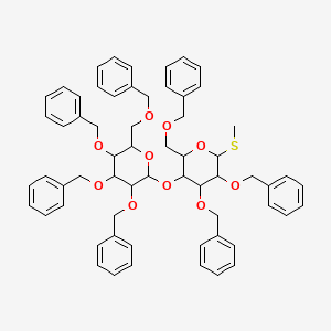 Methyl 2,3,4,6-tetra-O-benzyl-β-D-galactopyranosyl-(1→4)-2,3,6-tri-O-benzyl-1-thio-β-D-glucopyranoside structure, CAS 183239-13-6