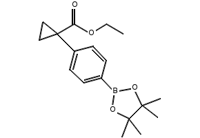 Cyclopropanecarboxylic acid, 2-(4,4,5,5-tetramethyl-1,3,2-dioxaborolan-2-yl)-, ethyl ester structure, CAS 1215107-29-1