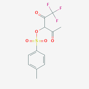 toluene-4-sulfonic acid 1-acetyl-3,3,3-trifluoro-2-oxo-propyl ester structure, CAS 1377581-59-3
