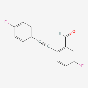 5-fluoro-2-((4-fluorophenyl)ethynyl)benzaldehyde structure, CAS 1814960-21-8