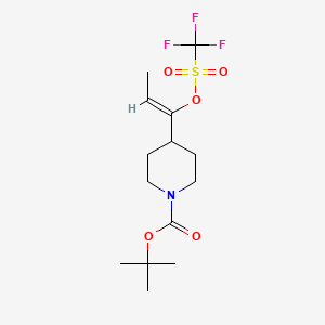 tert-butyl (Z)-4-(1-(((trifluoromethyl)sulfonyl)oxy)prop-1-en-1-yl)piperidine-1-carboxylate structure, CAS 1917330-57-4