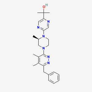 2-[4-(6-Benzyl-4,5-dimethyl-pyridazin-3-yl)-2-methyl-3,4,5,6-tetrahydro-2H-[1,2']bipyrazinyl-5'-yl]-propan-2-ol structure, CAS 1204975-42-7