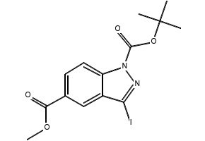 1-tert-butyl 5-Methyl 3-iodo-1H-indazole-1,5-dicarboxylate structure, CAS 944904-57-8