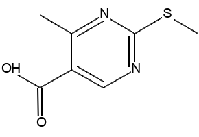 4-Methyl-2-(methylsulfanyl)-5-pyrimidinecarboxylic acid structure, CAS 98276-75-6