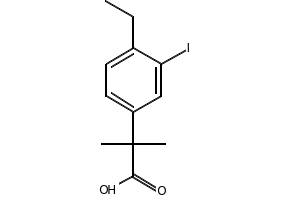 2-(4-ethyl-3-iodophenyl)-2-methylpropanoic acid structure, CAS 1256584-73-2