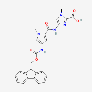Fmoc-PyIm-COOH,4-[[[4-[(9- fluorenylmethoxycarbonyl)amino]-1- methylpyrrol-2-yl]carbonyl]amino]-1- methylimidazole-2-carboxylic acid structure, CAS 1040393-13-2
