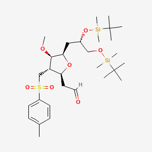 2-((2S,3S,4R,5R)-5-((S)-2,3-bis(tert-butyldimethylsilyloxy)propyl)-4-methoxy-3-(tosylmethyl)tetrahydrofuran-2-yl)acetaldehyde structure, CAS 1808153-90-3