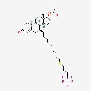(7alpha,17beta)-17-(Acetyloxy)-7-[9-[(4,4,5,5,5-pentafluoropentyl)thio]nonyl]estr-4-en-3-one structure, CAS 415927-29-6