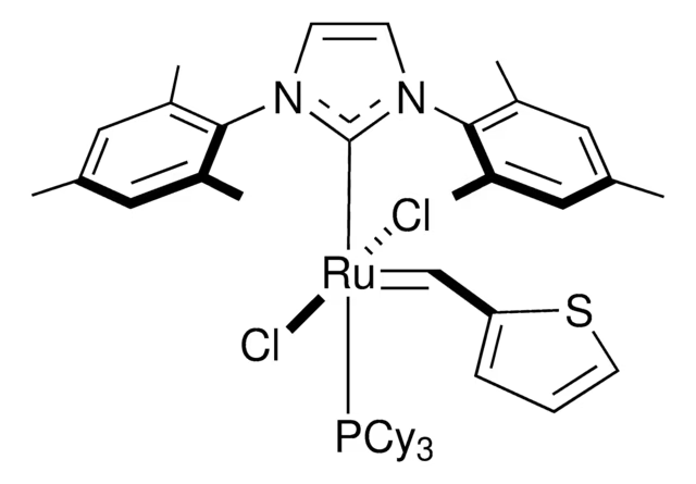 Tricyclohexylphosphine[1,3-bis(2,4,6-trimethylphenyl)imidazol-2-ylidene] [2-thienylmethylene]ruthenium(II) dichloride structure, CAS 1190427-49-6