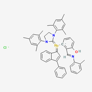1,3-BIS(MESITYL)-2-IMIDAZOLIDINYLIDENE]-[2-[[(2-METHYLPHENYL)IMINO]METHYL]-PHENOLYL]-[3-PHENYL-INDENYLIDEN]-RUTHENIUMCHLORIDE structure, CAS 934538-12-2