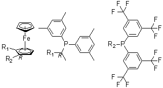 (R)-(-)-1-{(S)-2-[Bis(3,5-ditrifluoromethylphenyl) di-3,5-xylylphosphine structure, CAS 166172-63-0