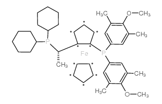(S)-(-)-1-{(RP)-2-[Bis(3,5-dimethyl-4-methoxyphenyl)phosphino]ferrocenyl}ethyldicyclohexylphosphine structure, CAS 849923-88-2