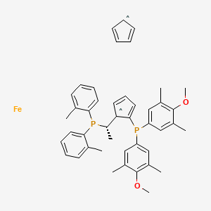 (S)-1-{(RP)-2-[Bis(4-methoxy-3,5-dimethylphenyl)phosphino]ferrocenyl}-ethyldi(3,5-xylyl)phosphine structure, CAS 849924-52-3
