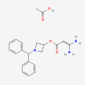 3,3-Diamino-2-propenoic acid 1-(diphenylmethyl)-3-azetidinyl ester acetate structure, CAS 221906-67-8