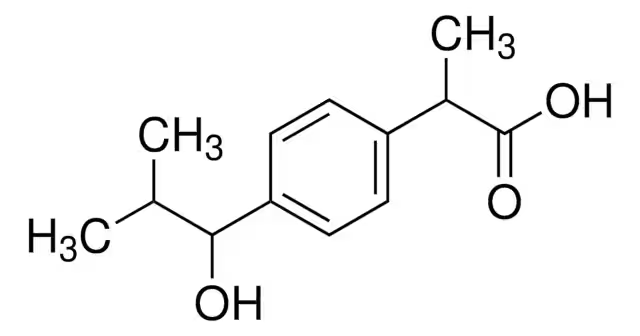 Benzeneacetic acid, 4-(1-hydroxy-2-methylpropyl)--alpha--methyl- (9CI) structure, CAS 53949-53-4